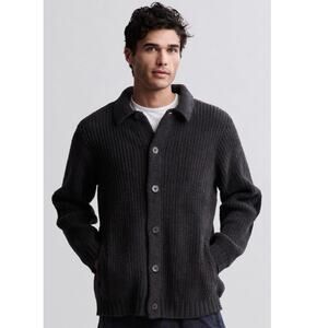 Barefoot Dreams Cozy Chic Mens Elbow Patch Cardigan Size Large Color Carbon